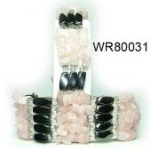 36inch Rose Quartz Chip Magnetic Wrap Bracelet Necklace All in One Set
